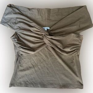 Reformation Olive Green Off-Shoulder Twist Tank